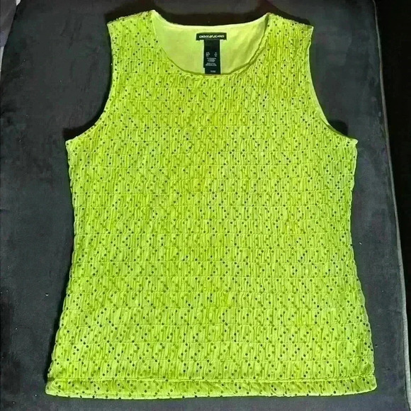 Vintage DKNY Women's Green Sleeveless Blouse - Picture 1 of 6